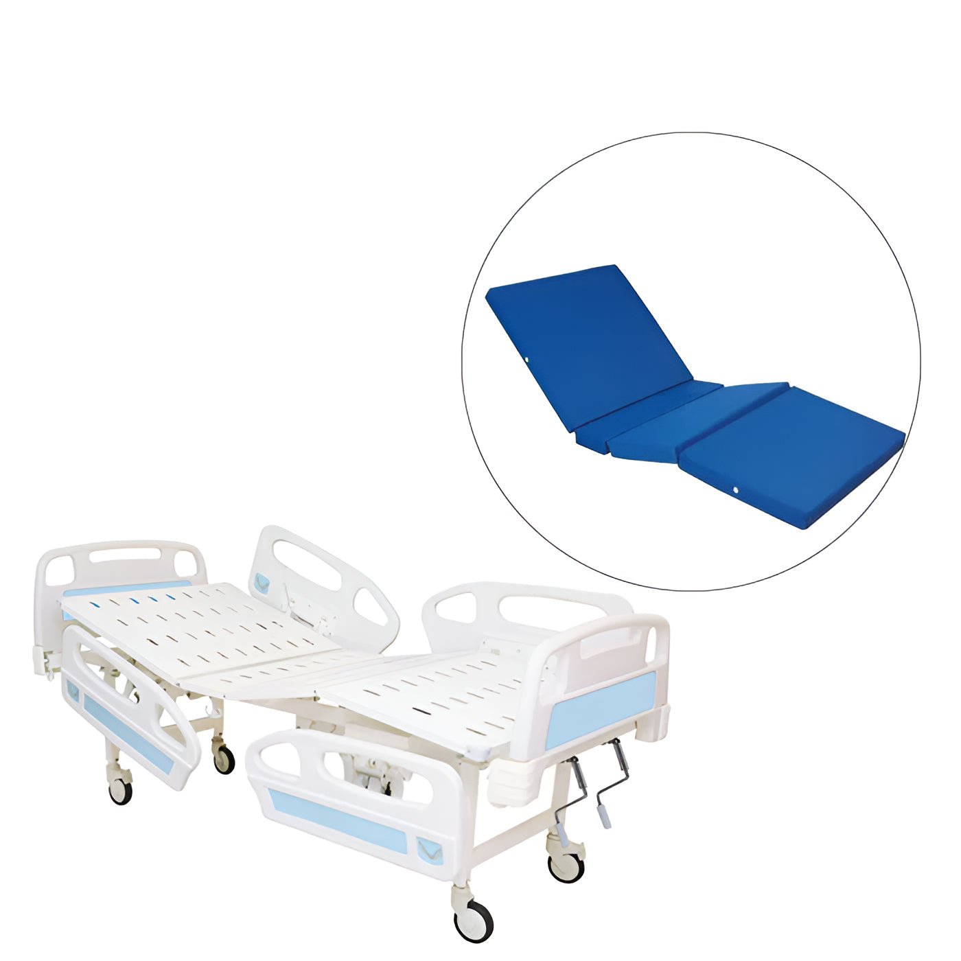 Full Fowler Mechanical Hospital Bed with ABS Panels, ABS Side Rails, and Wheels (Mattress Option Available)