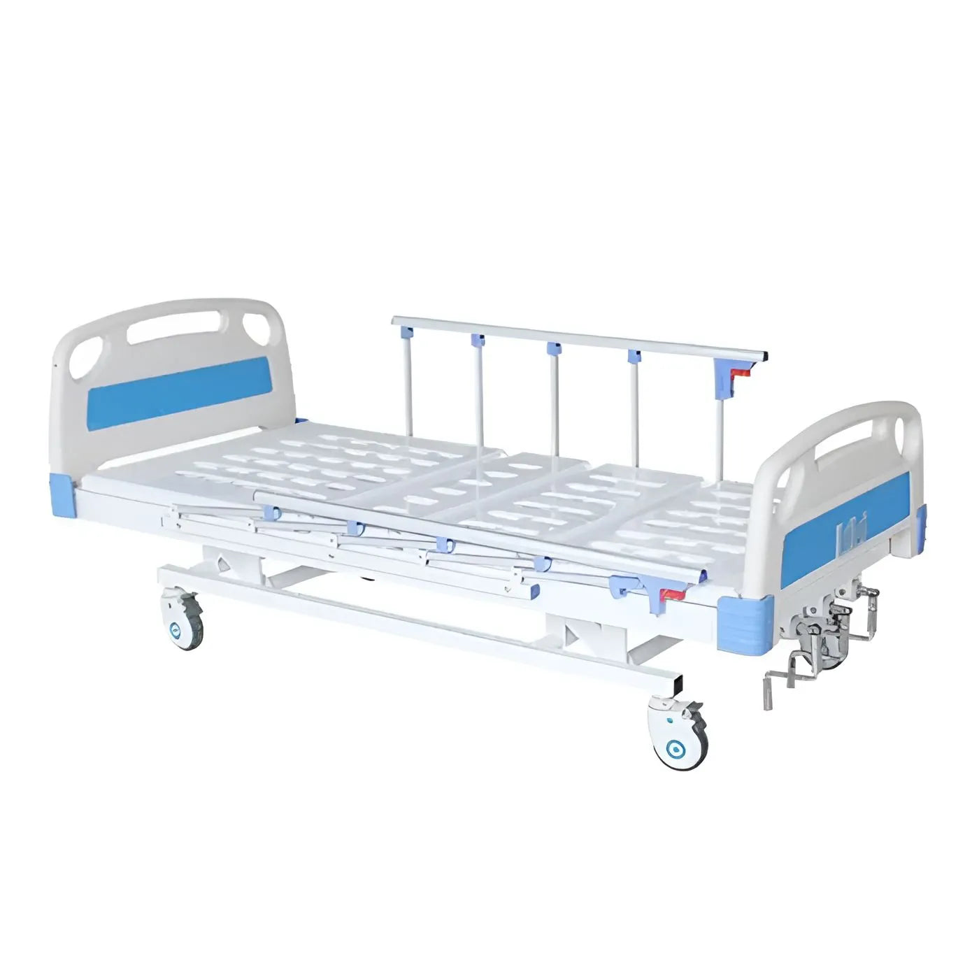 5 Function Mechanical ICU Hospital Bed with ABS Panels, MS Side Rails, & Wheels (Mattress Option Available)